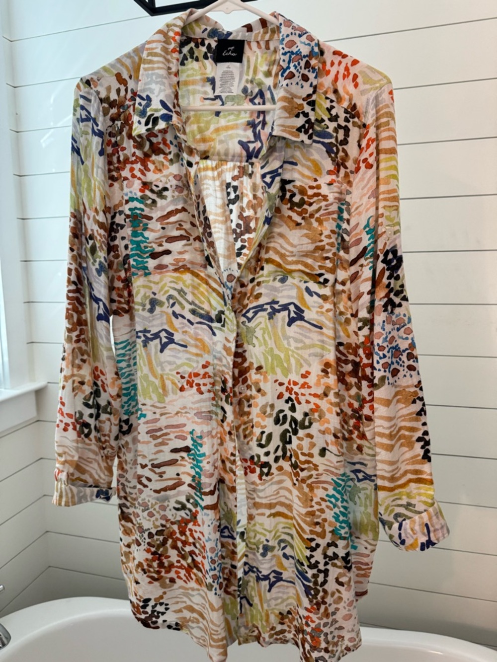 Echo Multi-Color Abstract Print Button-Down Shirt